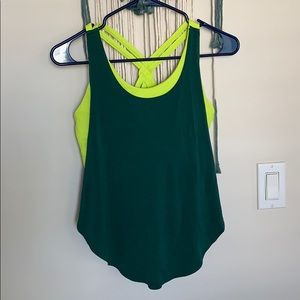Fabletics Green Sports Bra + Tank Top